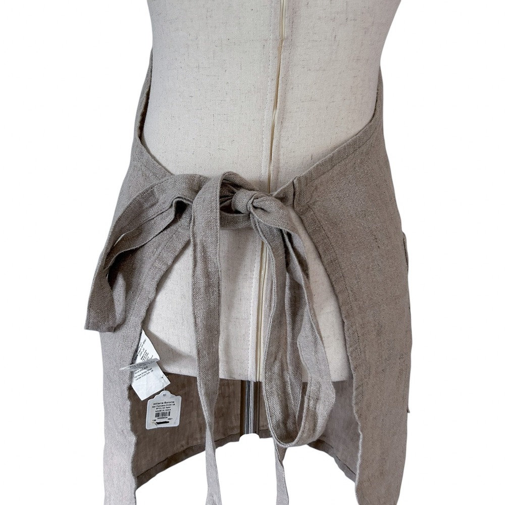 Williams Sonoma NWT 100% Linen Apron Natural Boho Minimalist Sand Tone - Picture 8 of 10